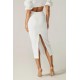 Shop Alieva Shay Crepe Midi Skirt (Off White)