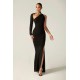 Shop Alieva Lilux One Shoulder Modern Maxi Dress (Black)