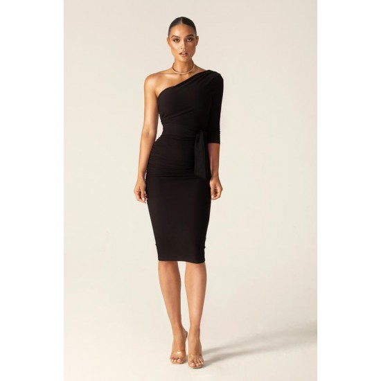 Shop Alieva Dolly Elegant Bodycon Dress (Black)
