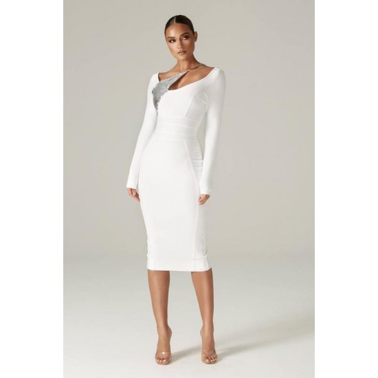 Shop Alieva Diana Bandage Dress (White)