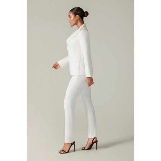 Shop Alieva Rocio Tailored Blazer (Off White)