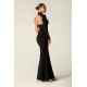 Shop Alieva Lilux One Shoulder Modern Maxi Dress (Black)