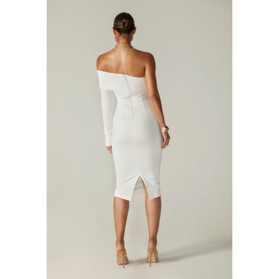 Shop Alieva Rita One Shoulder Dress (Off White)