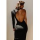 Shop Alieva Elvia One Sleeve Midi Dress (Black)