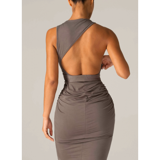 Shop Alieva Olinda Backless  Dress (Grey)