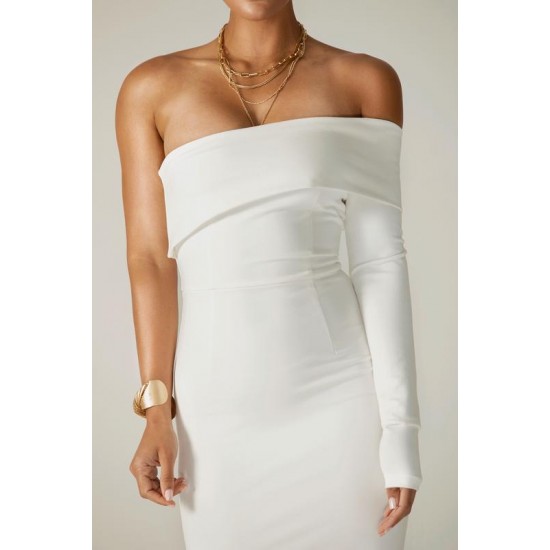 Shop Alieva Rita One Shoulder Dress (Off White)