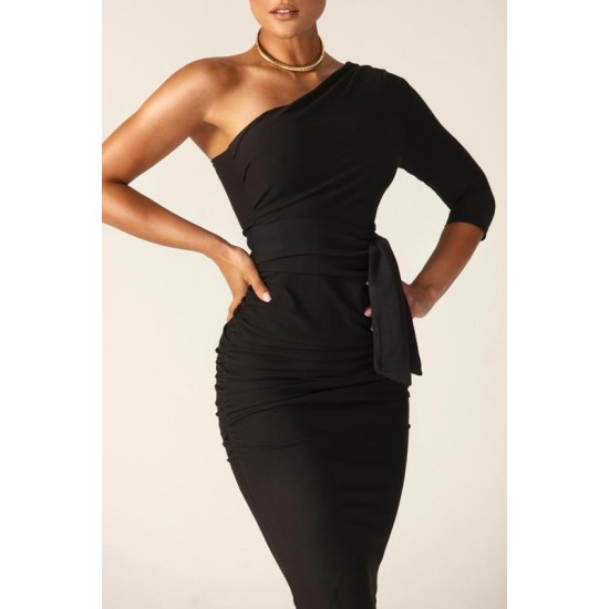 Shop Alieva Dolly Elegant Bodycon Dress (Black)