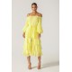 Shop Alieva Dorra Floral Chiffon Dress (Yellow)